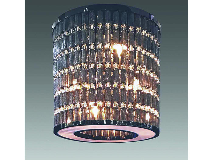 Custom Chandeliers Sapphire Darc A Custom Contemporary Chandelier Comprised Of Smooth Glass And Six Rows Decorative Jewellery Chain Elements In Blackened Nickel Finish